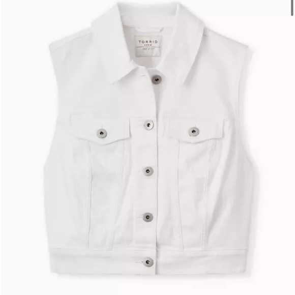 Torrid Cropped White Denim Vest Womens Large - Picture 3 of 12